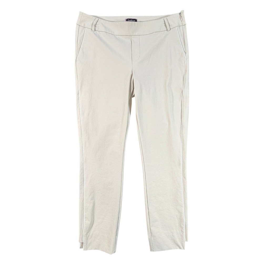 Golftini Golf Pants Womens L Cream Side Zip Jogger Stretch Size Large